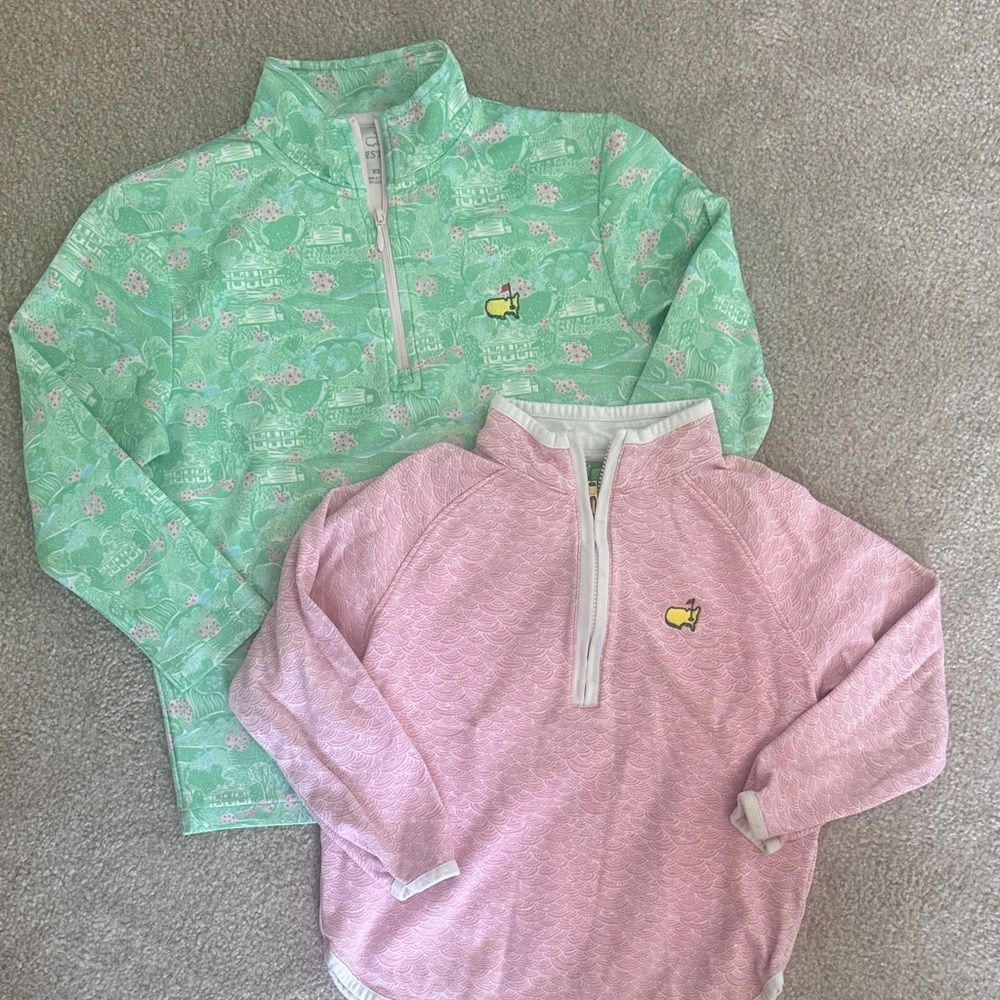 Masters Kids' Green and Pink Half-Zip Sweatshirts youth XS